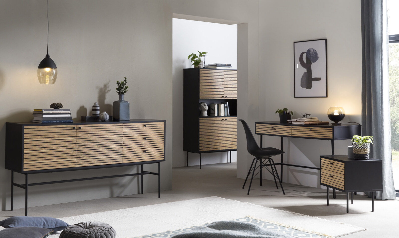 Opbergkast Madeira Eiken-Zwart