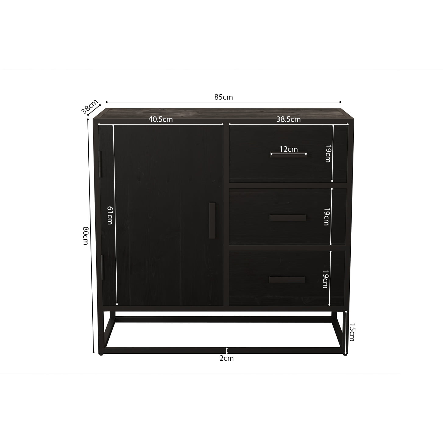 Opbergkast Otis Zwart 85 cm