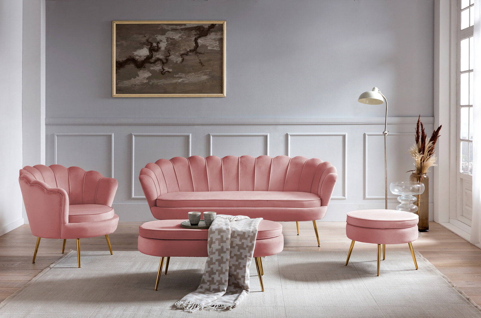 Poef Chanelle Roze 142 cm