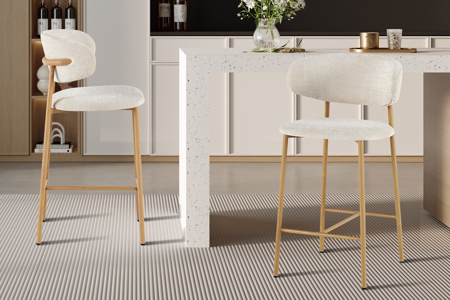 Barkruk Zorin Naturel Stof Beige - Set van 2