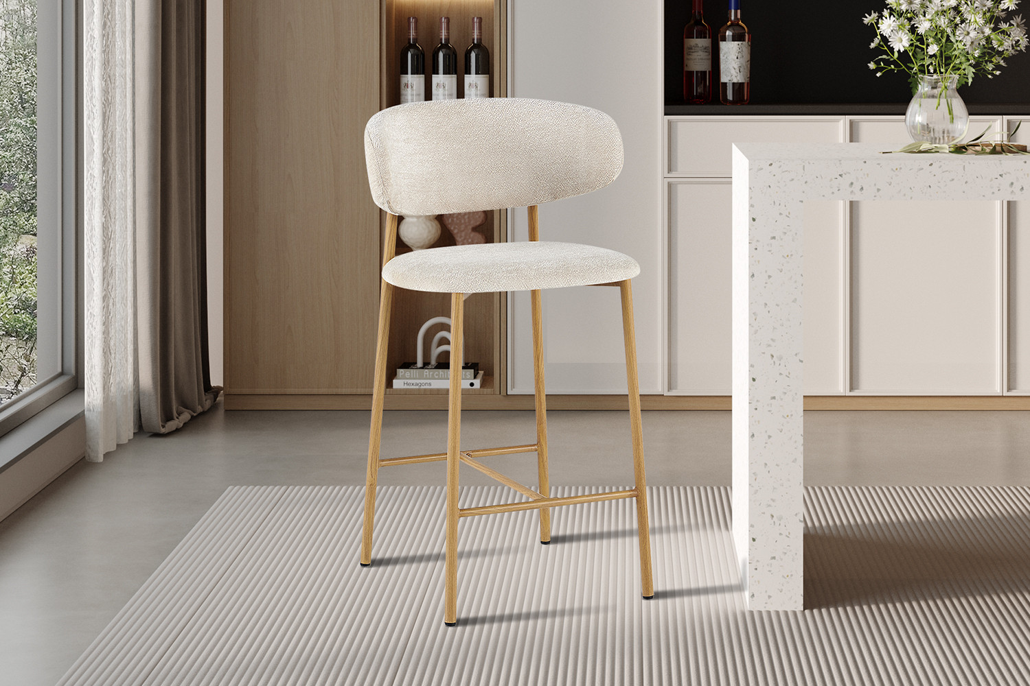 Barkruk Zorin Naturel Stof Beige - Set van 2
