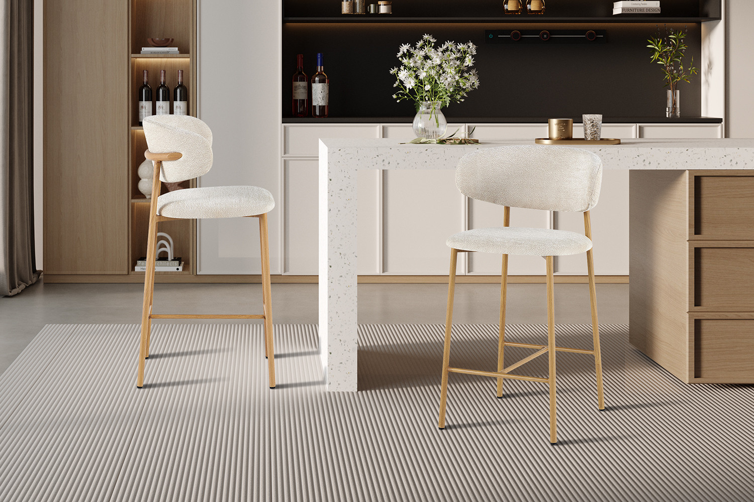 Barkruk Zorin Naturel Stof Beige - Set van 2