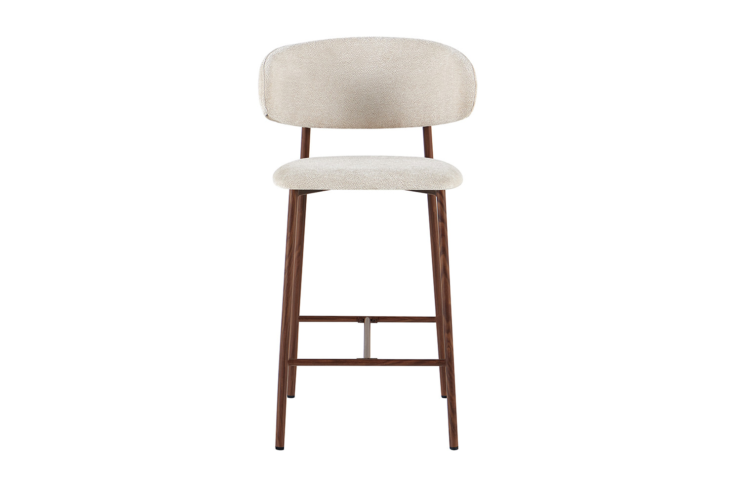 Barkruk Zorin Walnoot Stof Beige - Set van 2