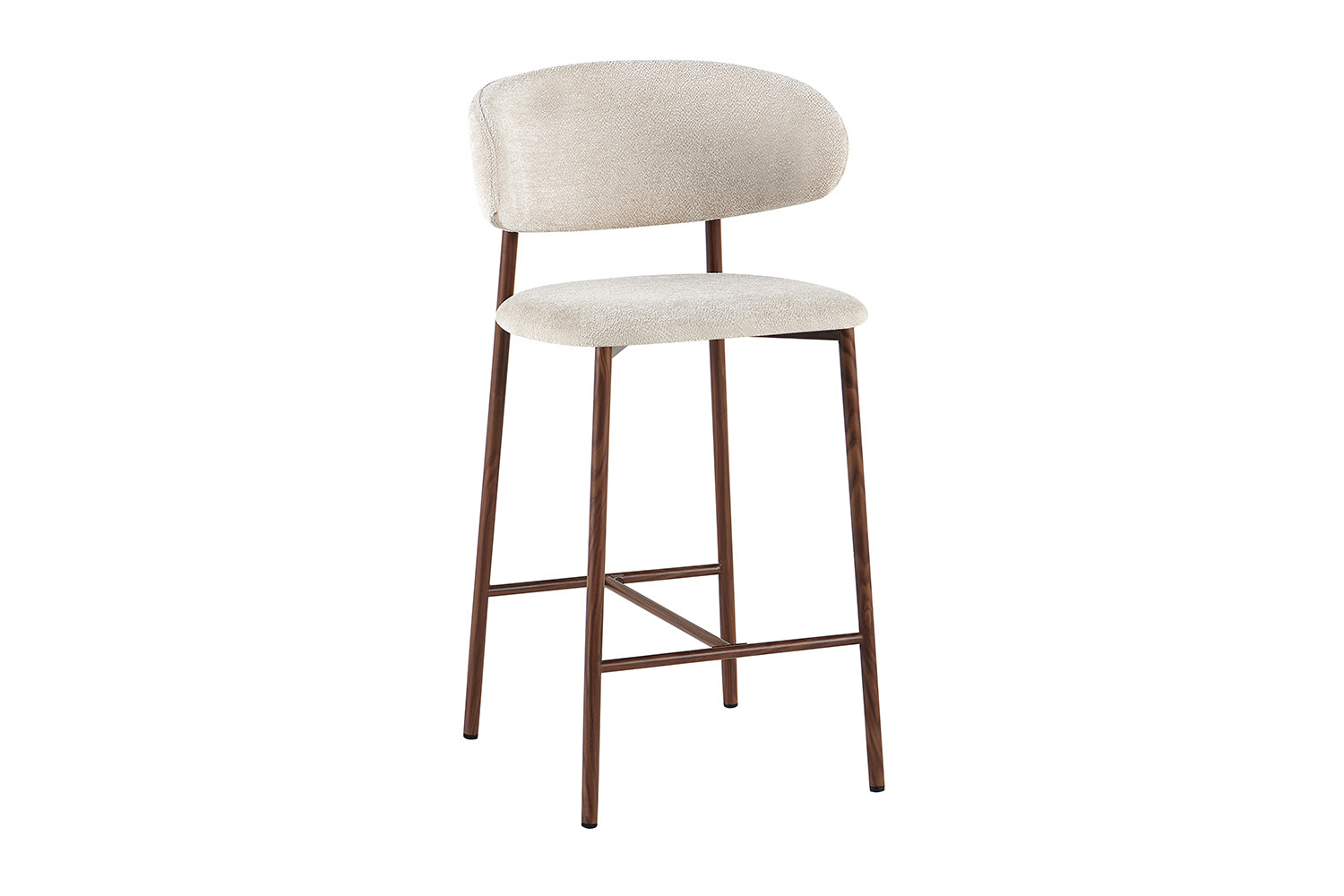 Barkruk Zorin Walnoot Stof Beige - Set van 2