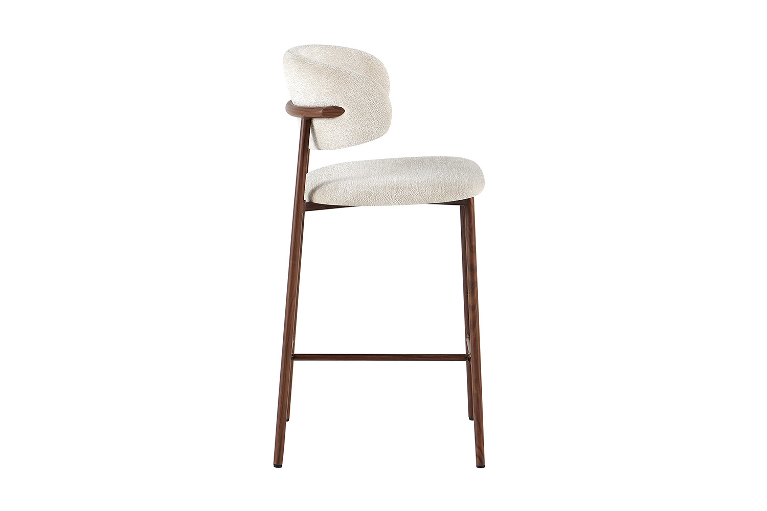 Barkruk Zorin Walnoot Stof Beige - Set van 2