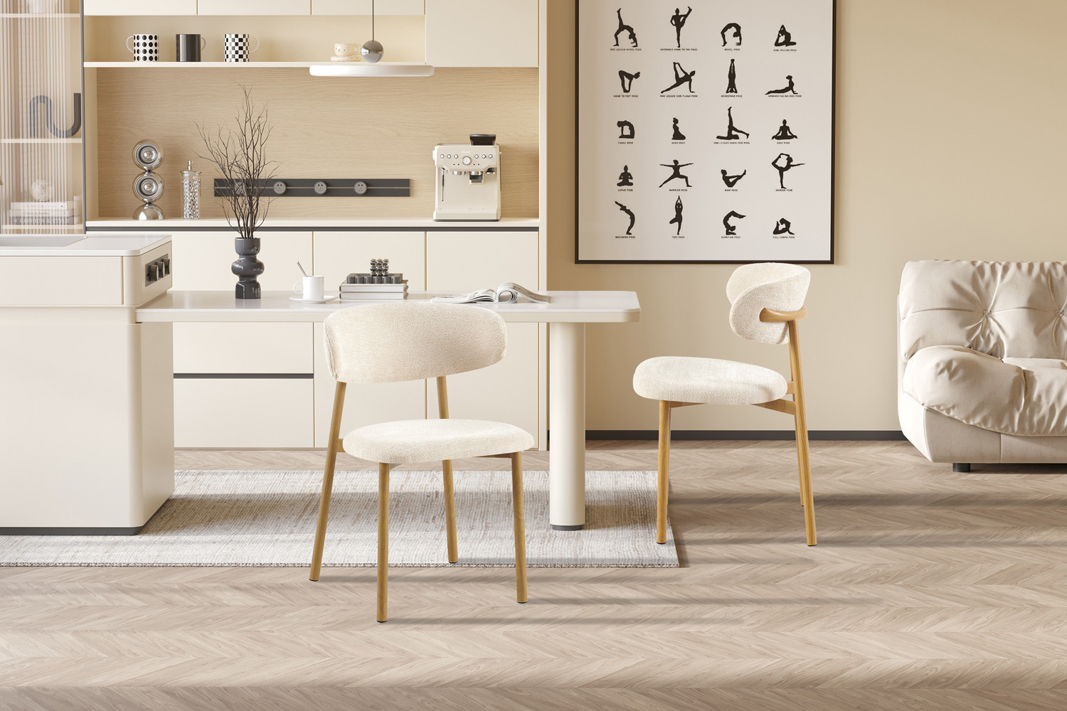 Stoel Raxon Naturel Beige - Set van 2