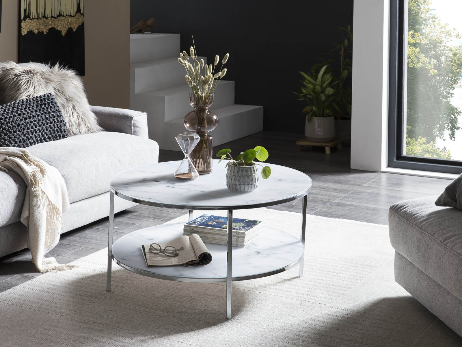 Salontafel Emine Wit-Chroom