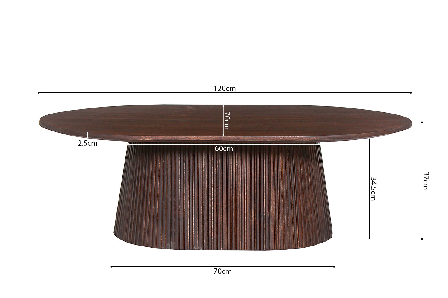 Salontafel River Ovaal Donkerbruin 120 cm
