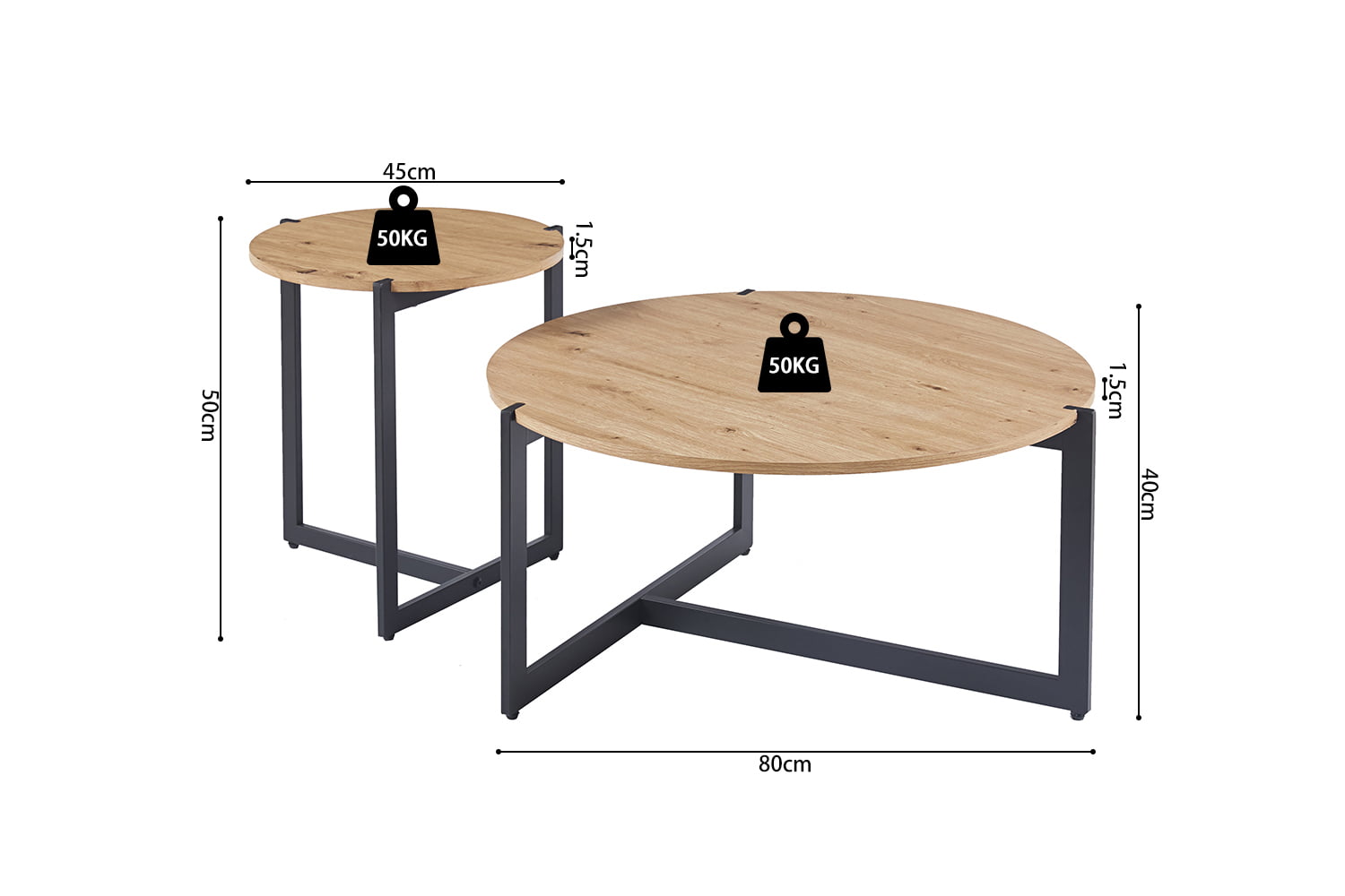 Salontafel set Axelle Eiken