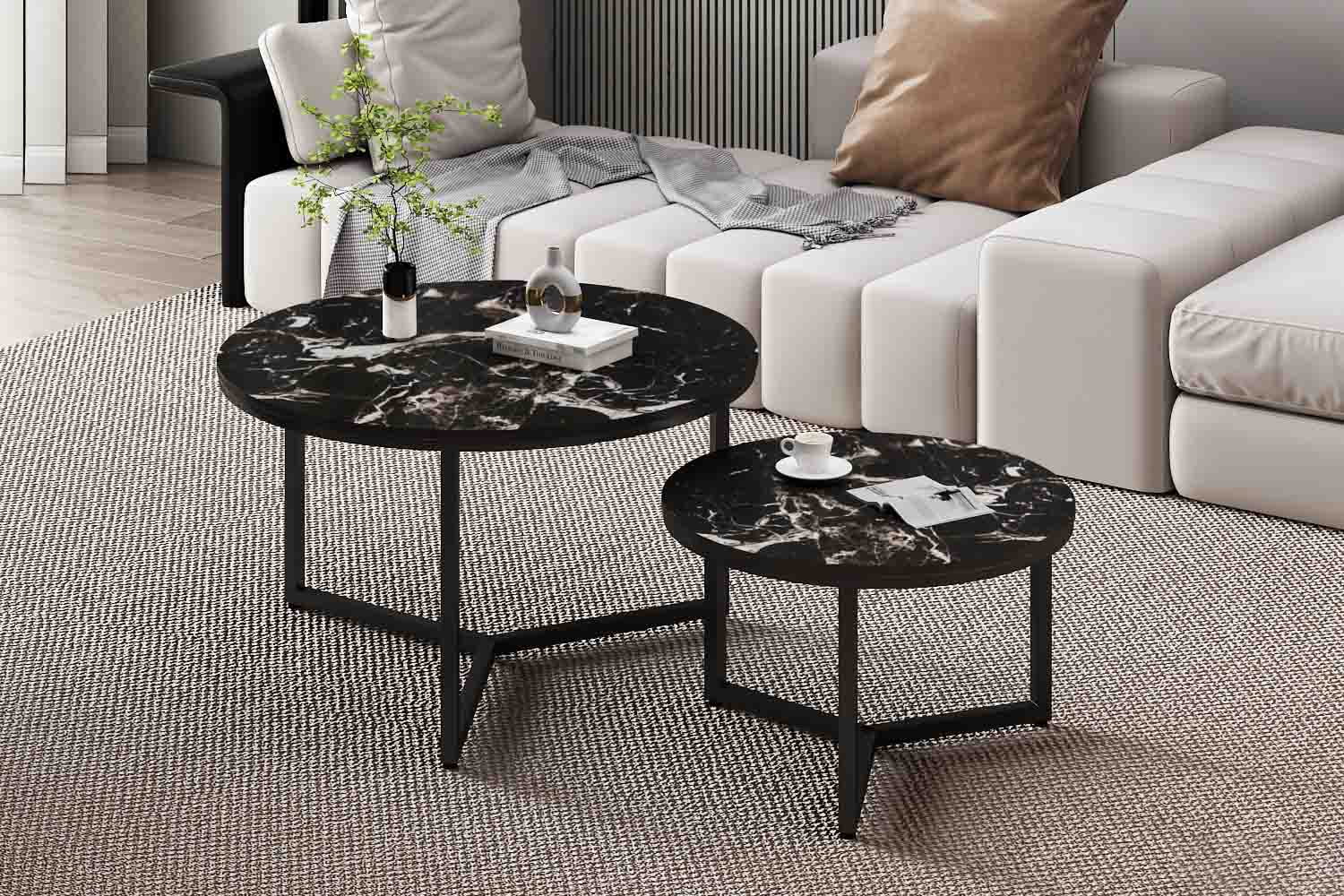 Salontafel set Meyra Zwart Marmer