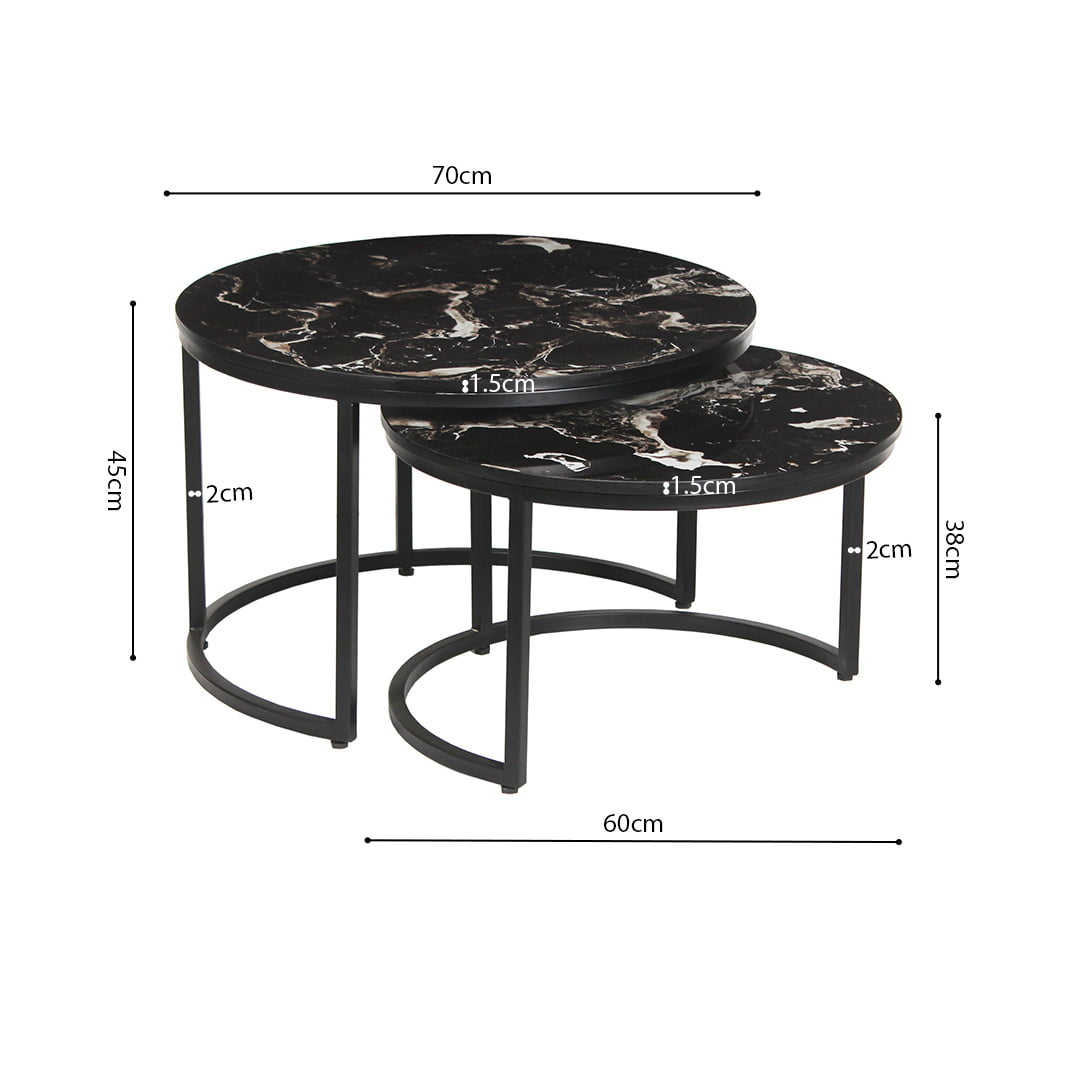 Salontafel set Selin Zwart Marmer