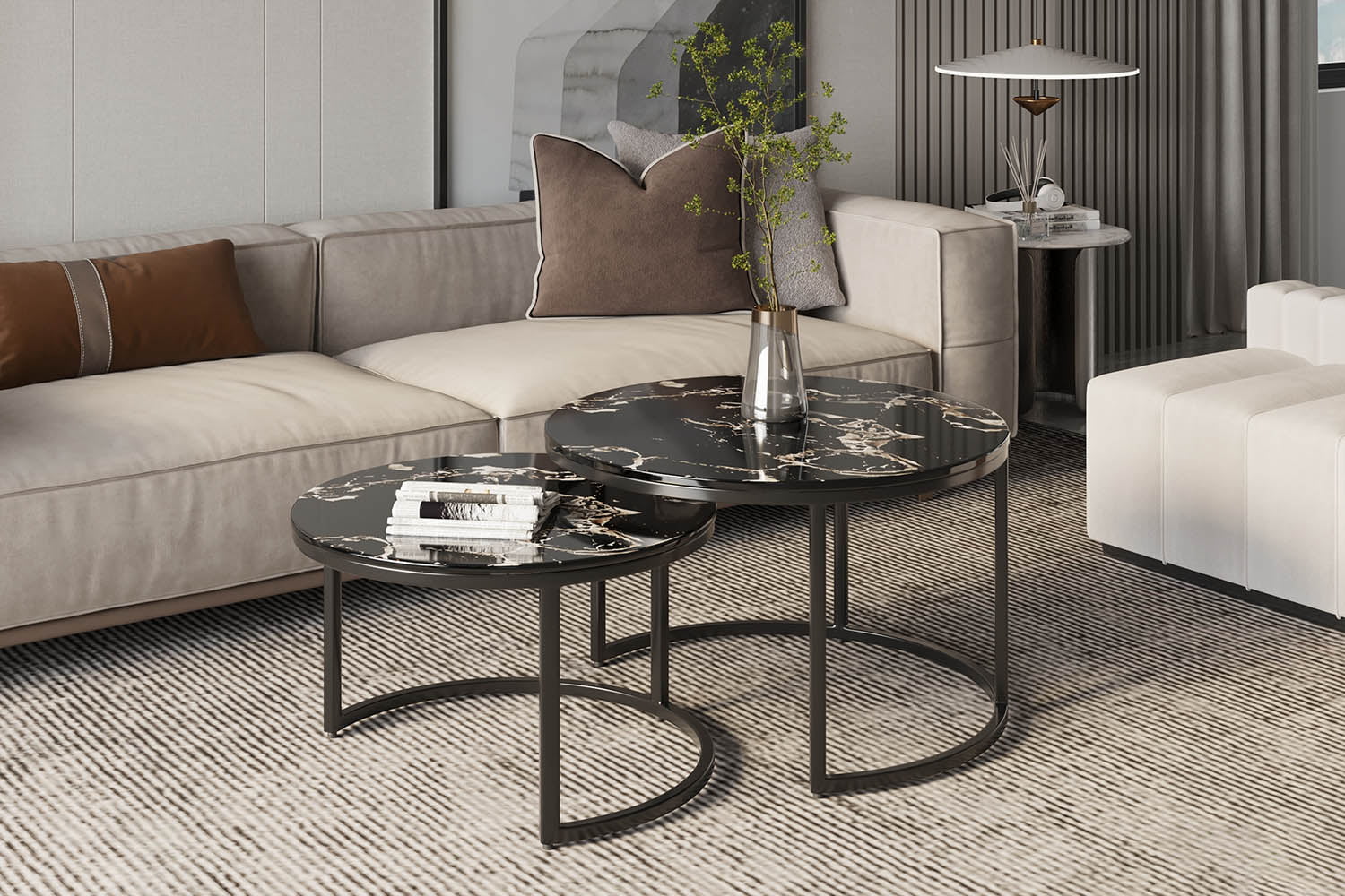 Salontafel set Selin Zwart Marmer