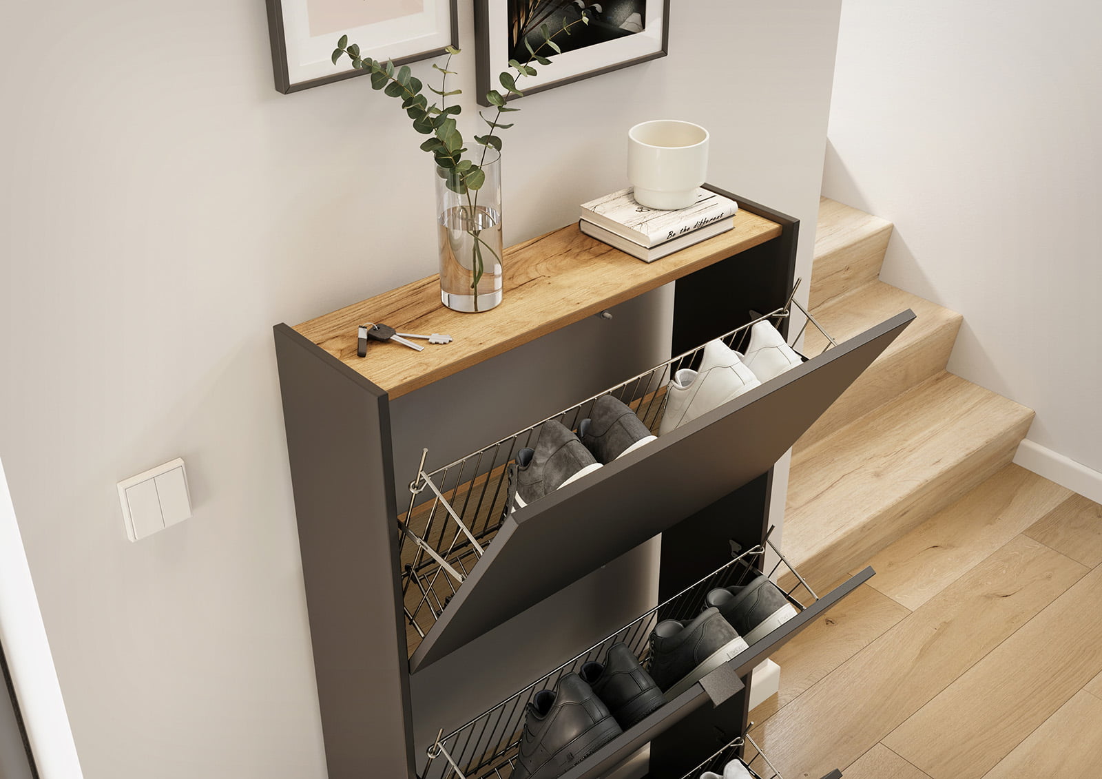 Schoenenkast Eleonore Grafiet 71 cm