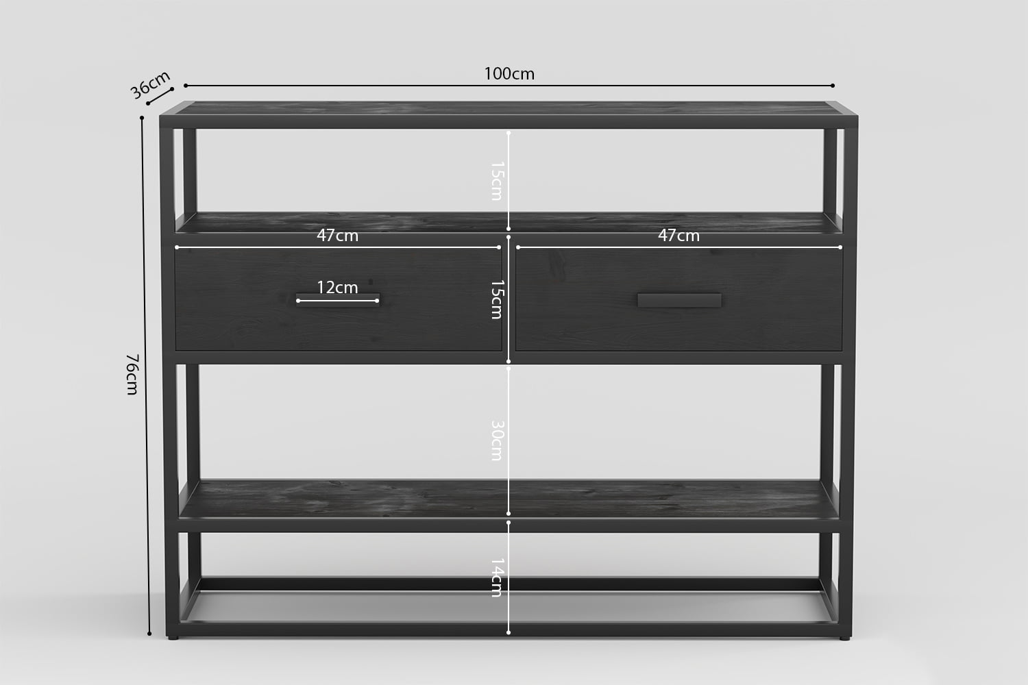 Sidetable Otis Zwart 100 cm