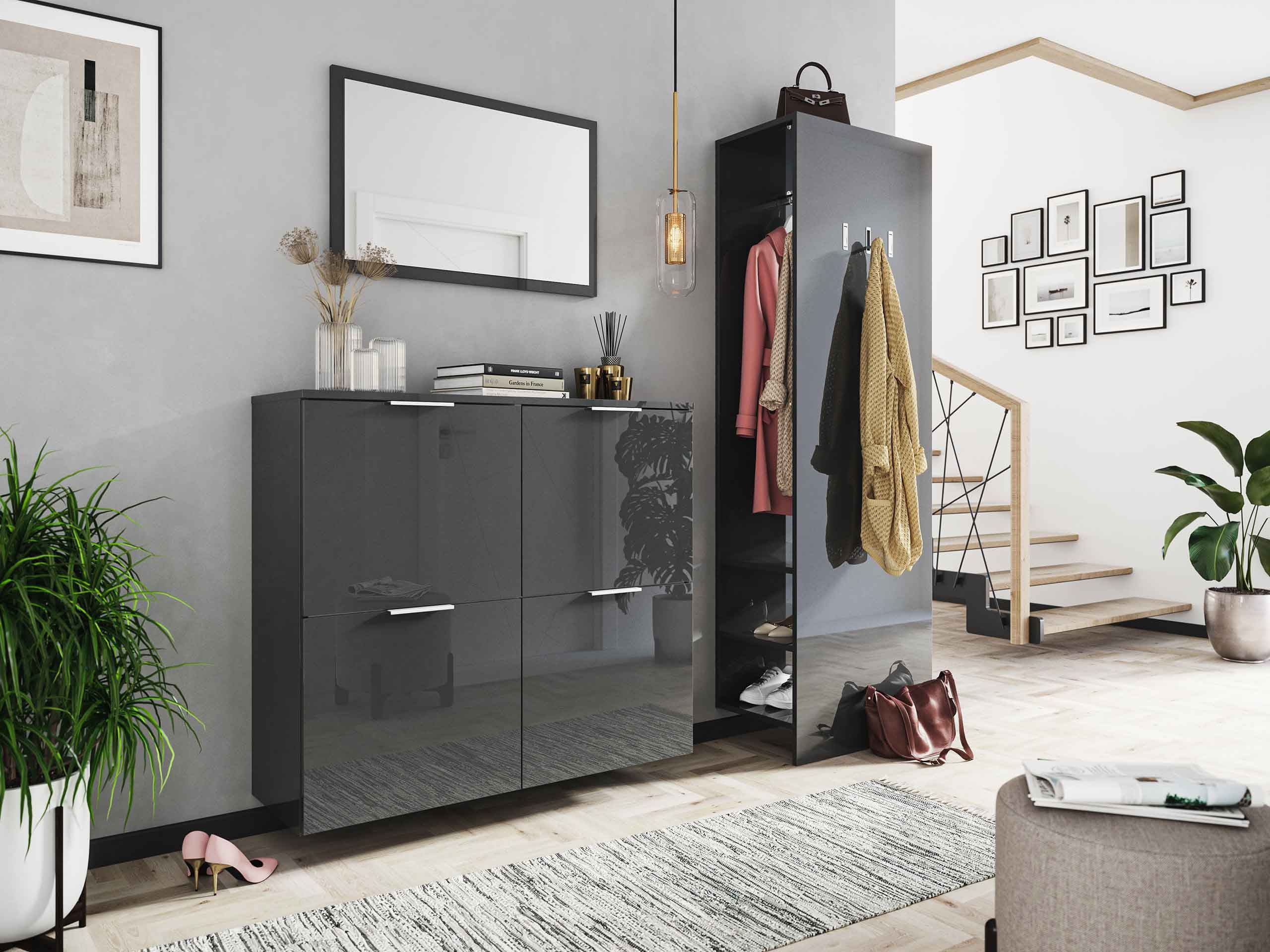 Spiegel Moon 78 cm Hoogglans Grafiet