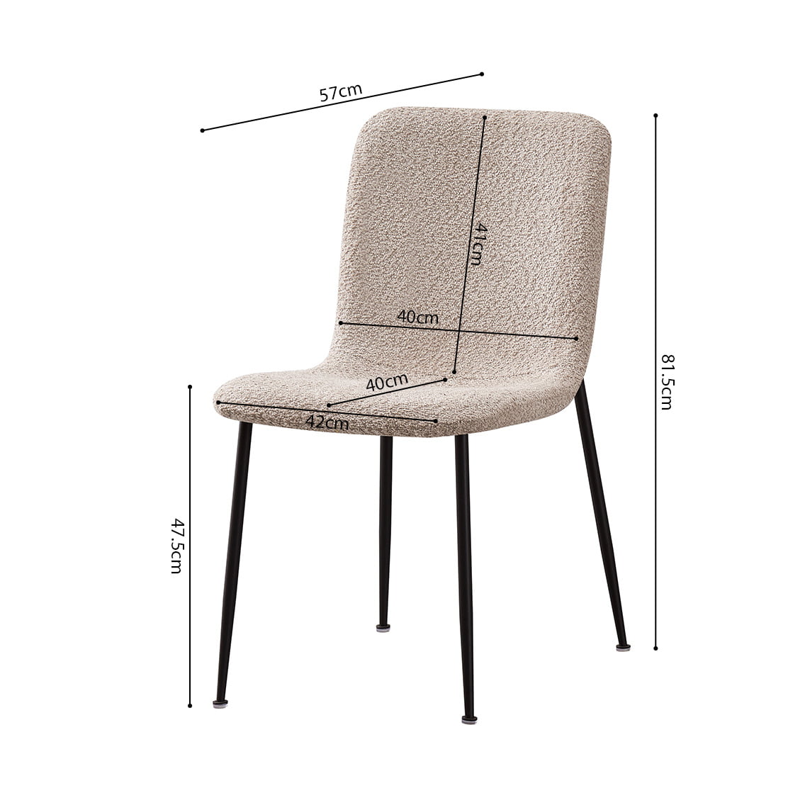 Stoel James Bouclé Beige - Set van 2