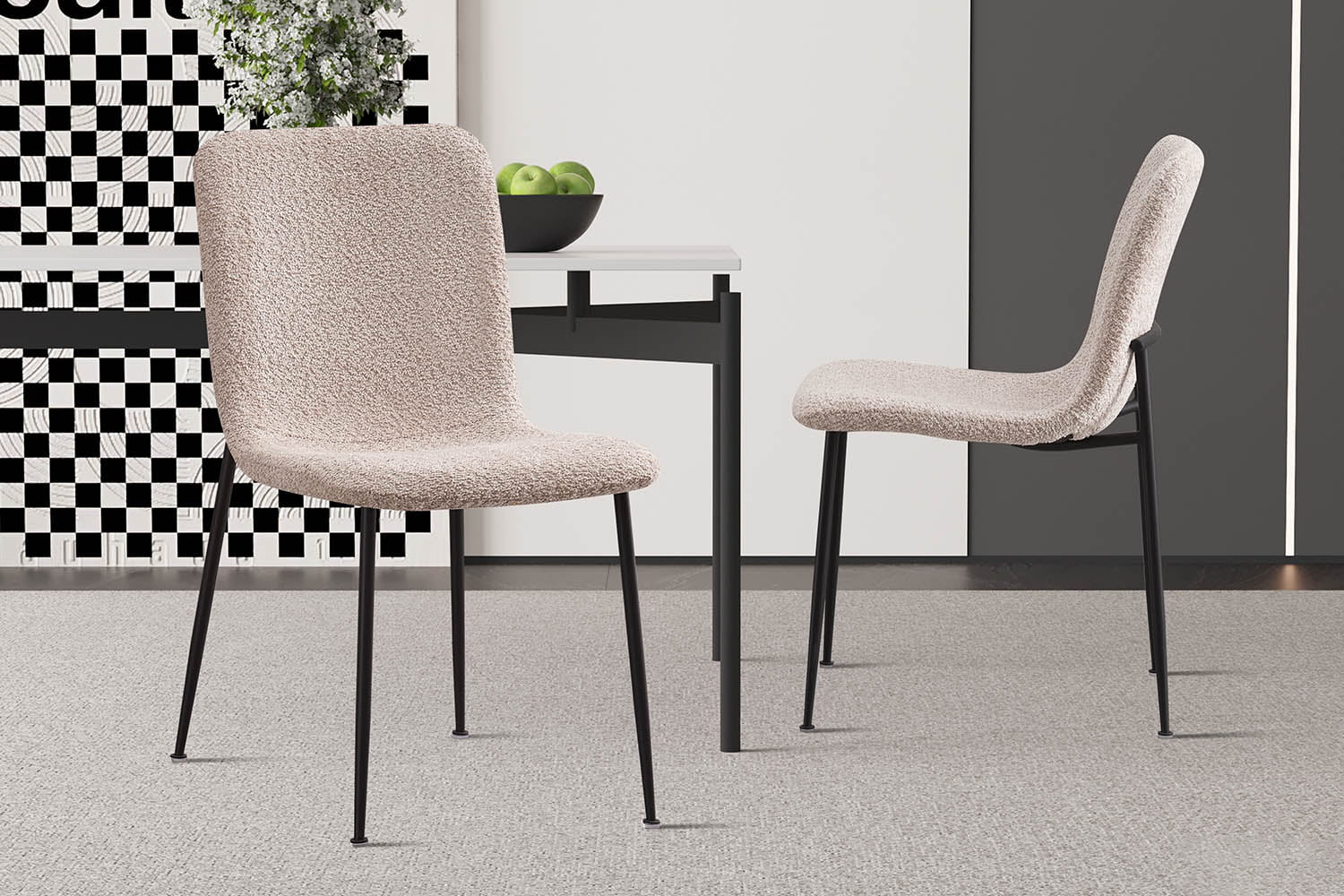 Stoel James Bouclé Beige - Set van 2