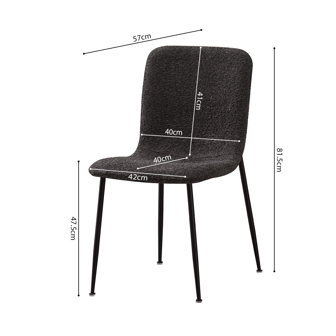 Stoel James Bouclé Grijs - Set van 2