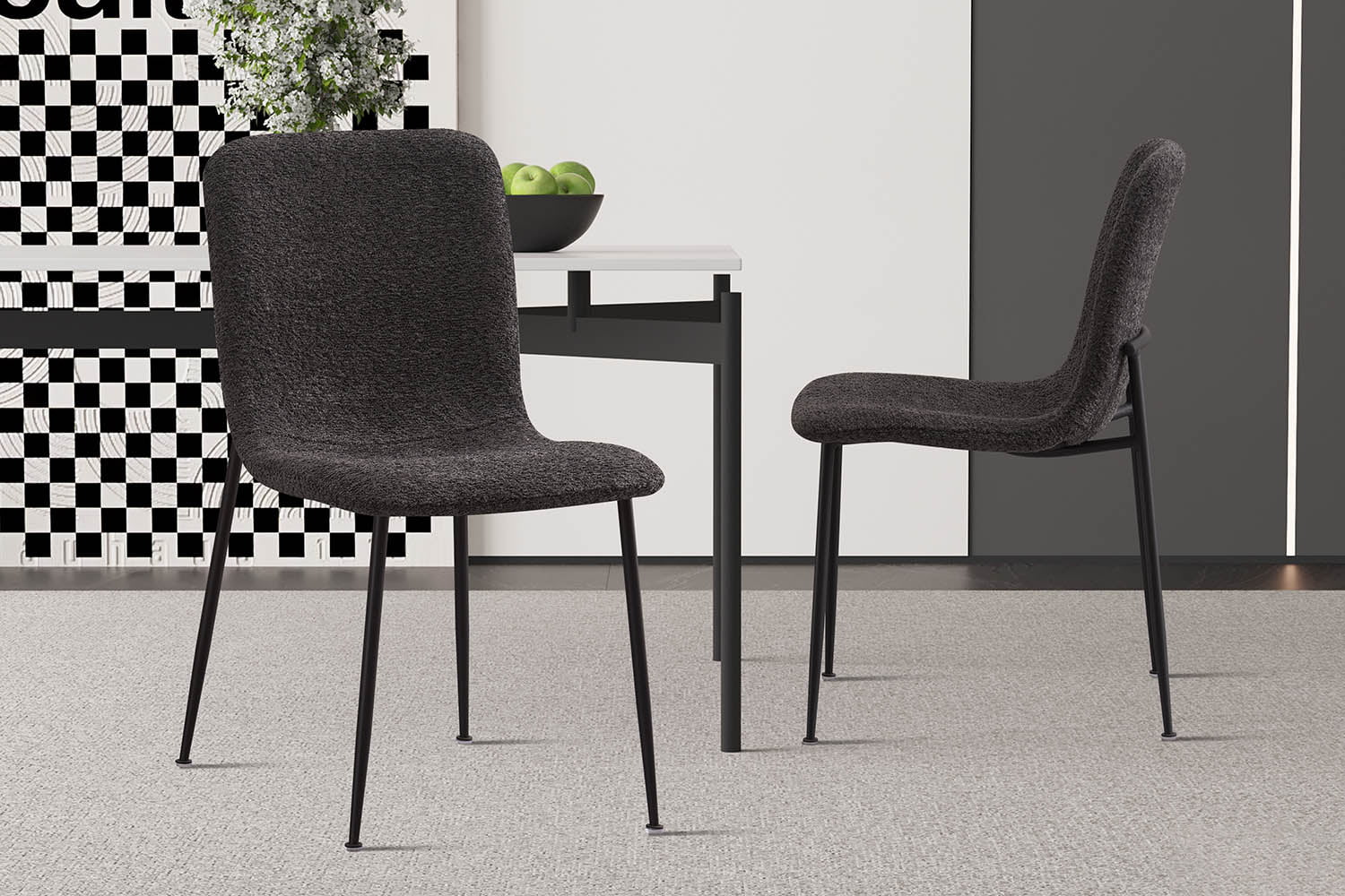 Stoel James Bouclé Grijs - Set van 2
