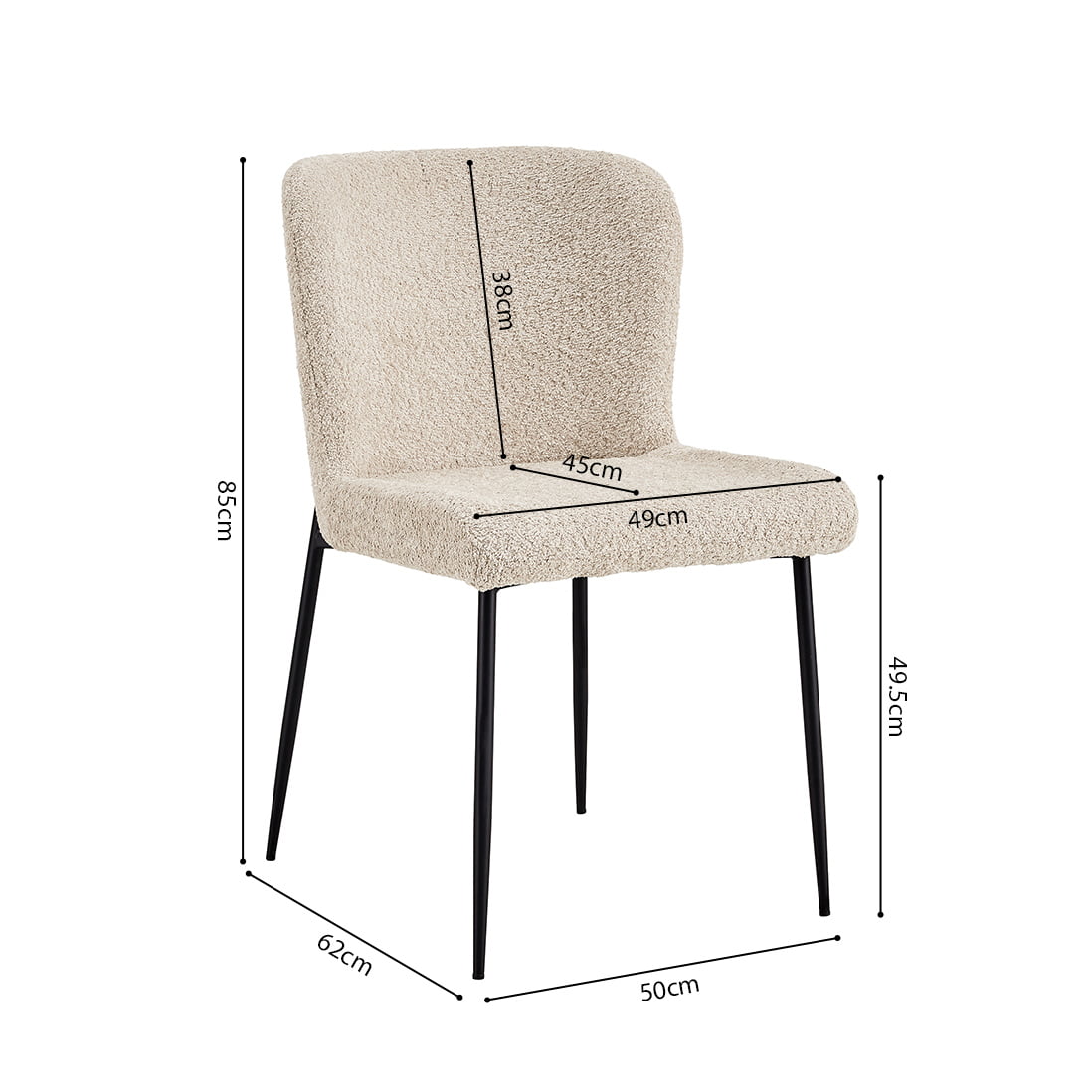 Stoel Jolie Bouclé Beige - Set van 2