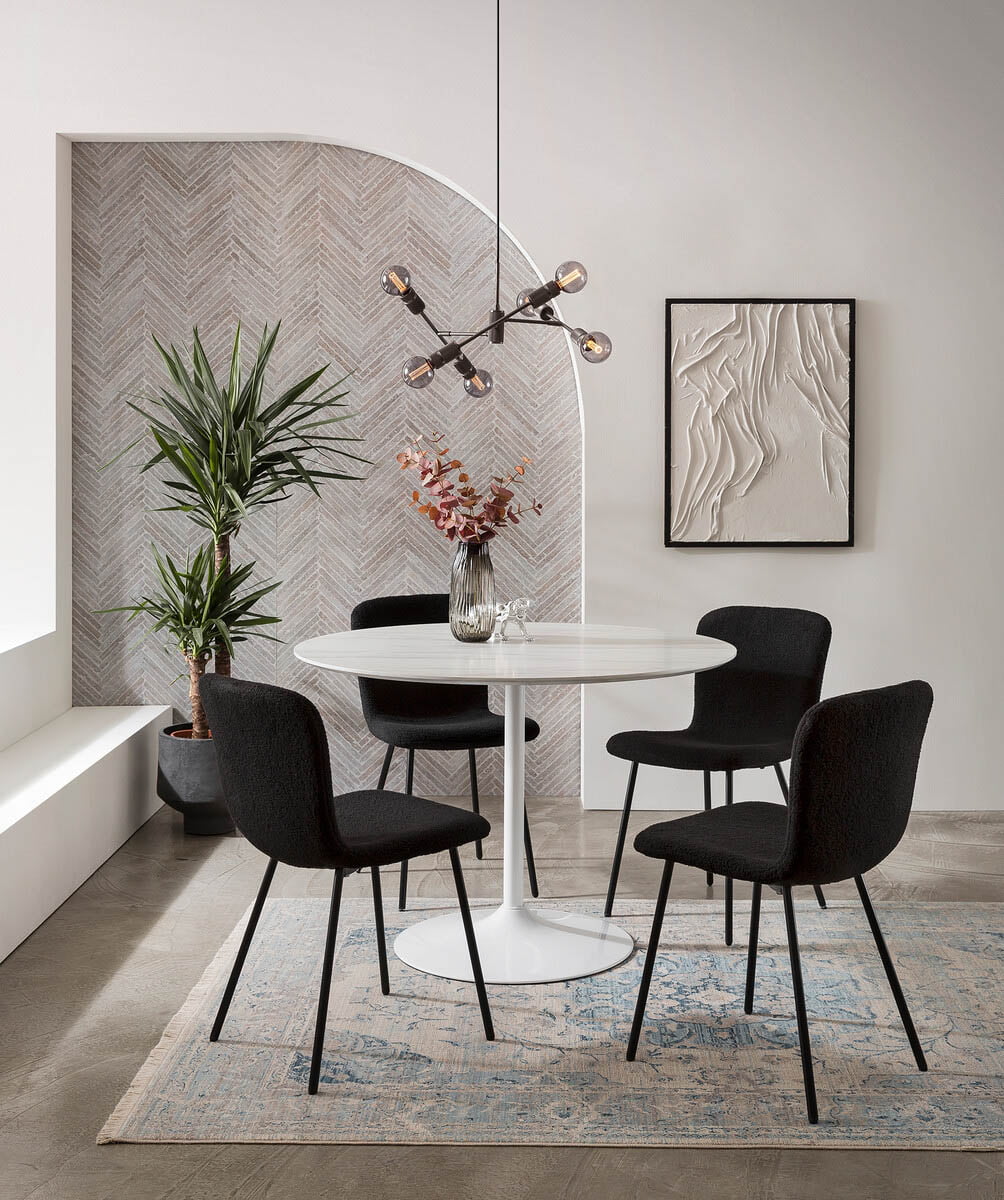 Stoel Kyra Zwart Bouclé - Set van 4