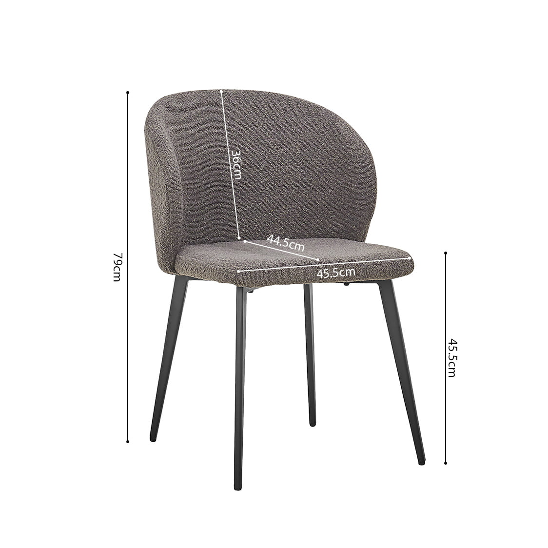 Stoel Lena Bouclé Grijs - Set van 2