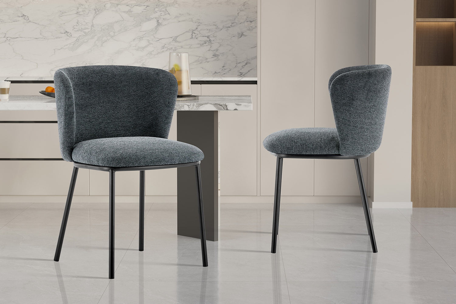 Stoel Lynn Donkergrijs - Set van 2