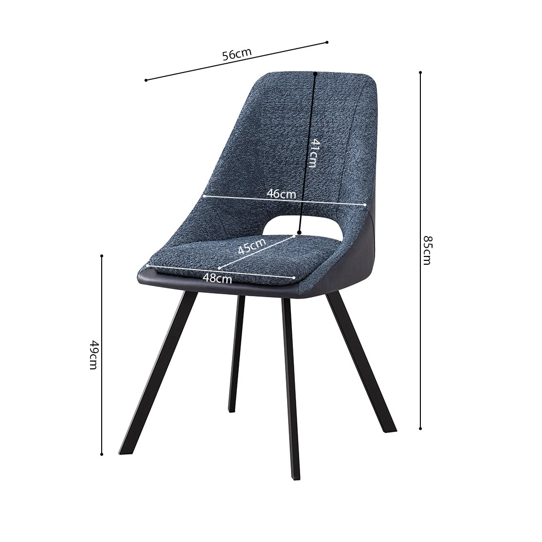 Stoel Nadine Bouclé Blauw - Set van 2