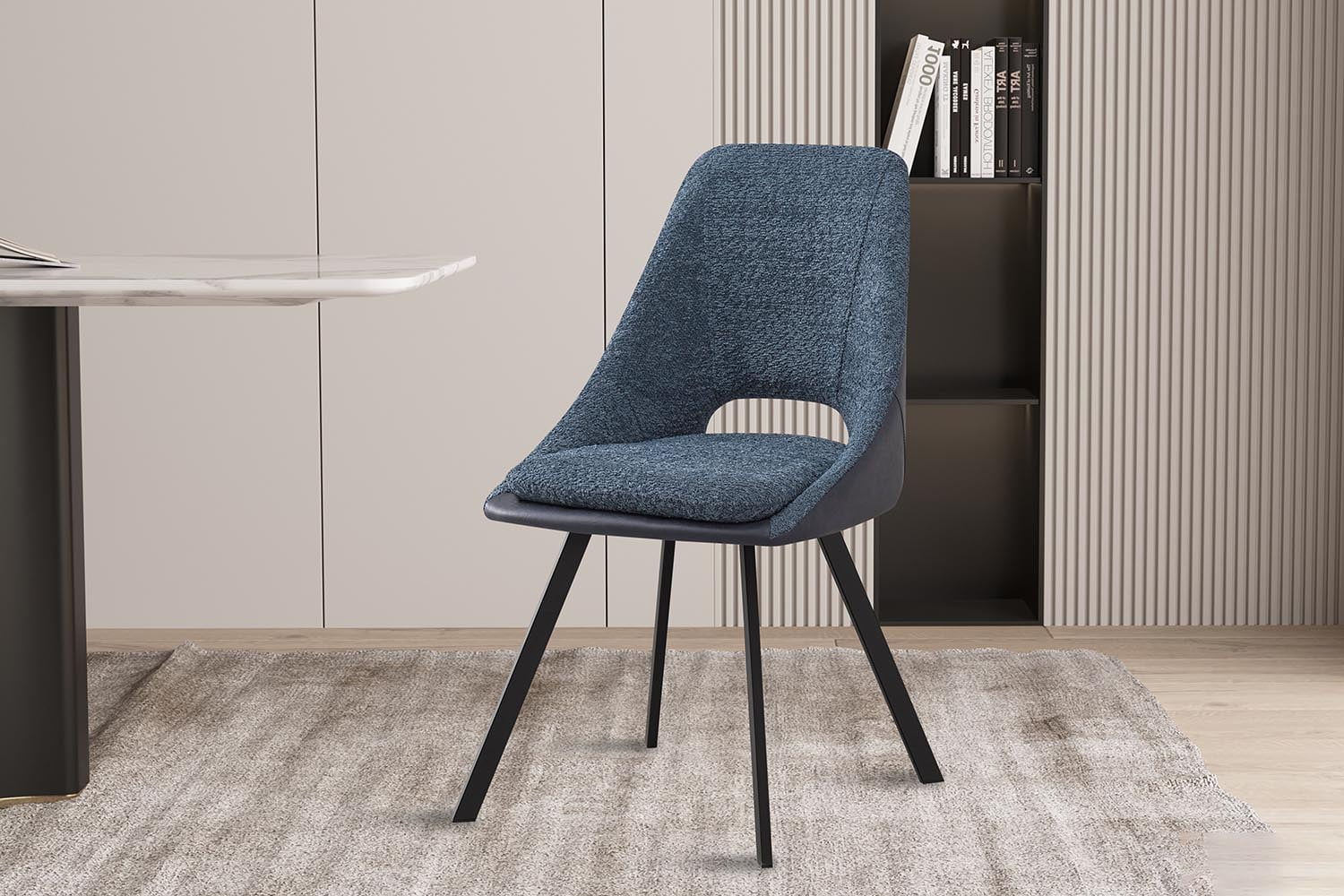 Stoel Nadine Bouclé Blauw - Set van 2