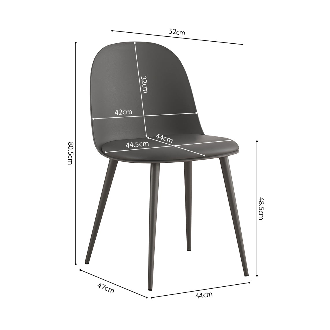 Stoel Noelle Grijs - Set van 2