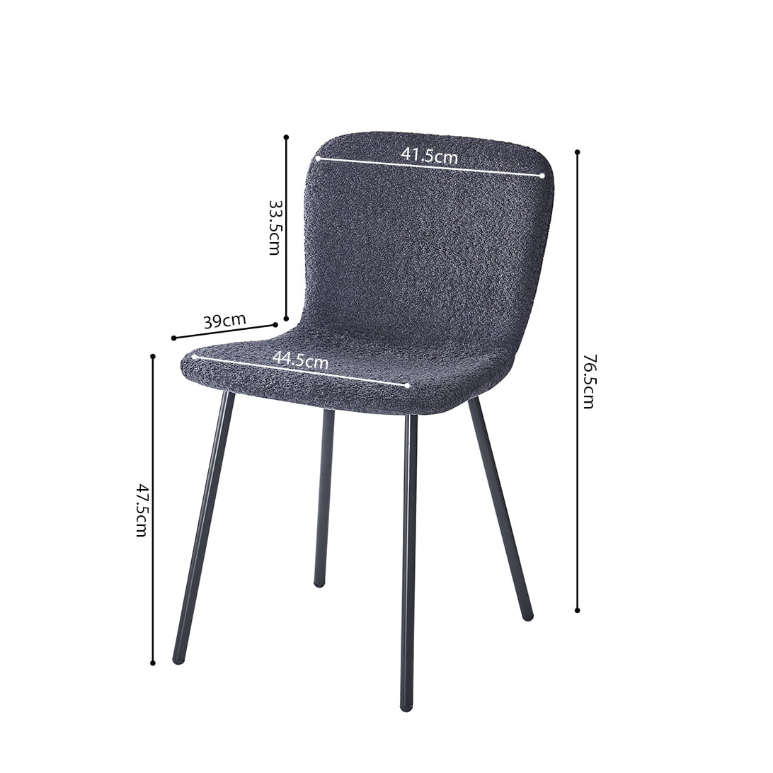 Stoel Stella Bouclé Donkergrijs - Set van 2