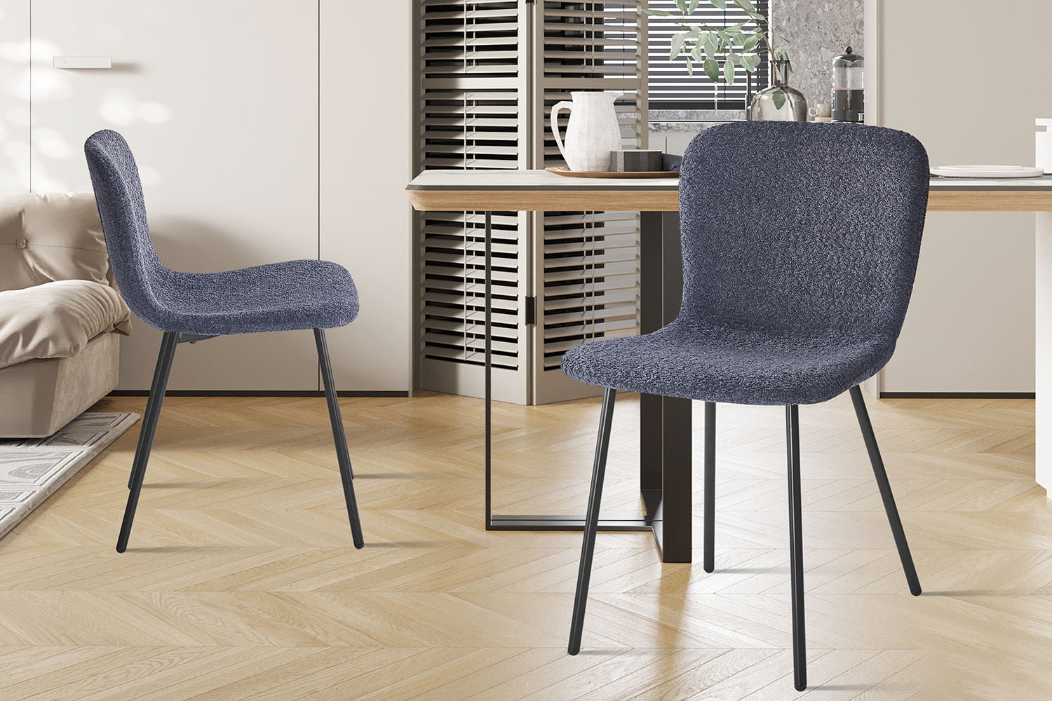 Stoel Stella Bouclé Donkergrijs - Set van 2