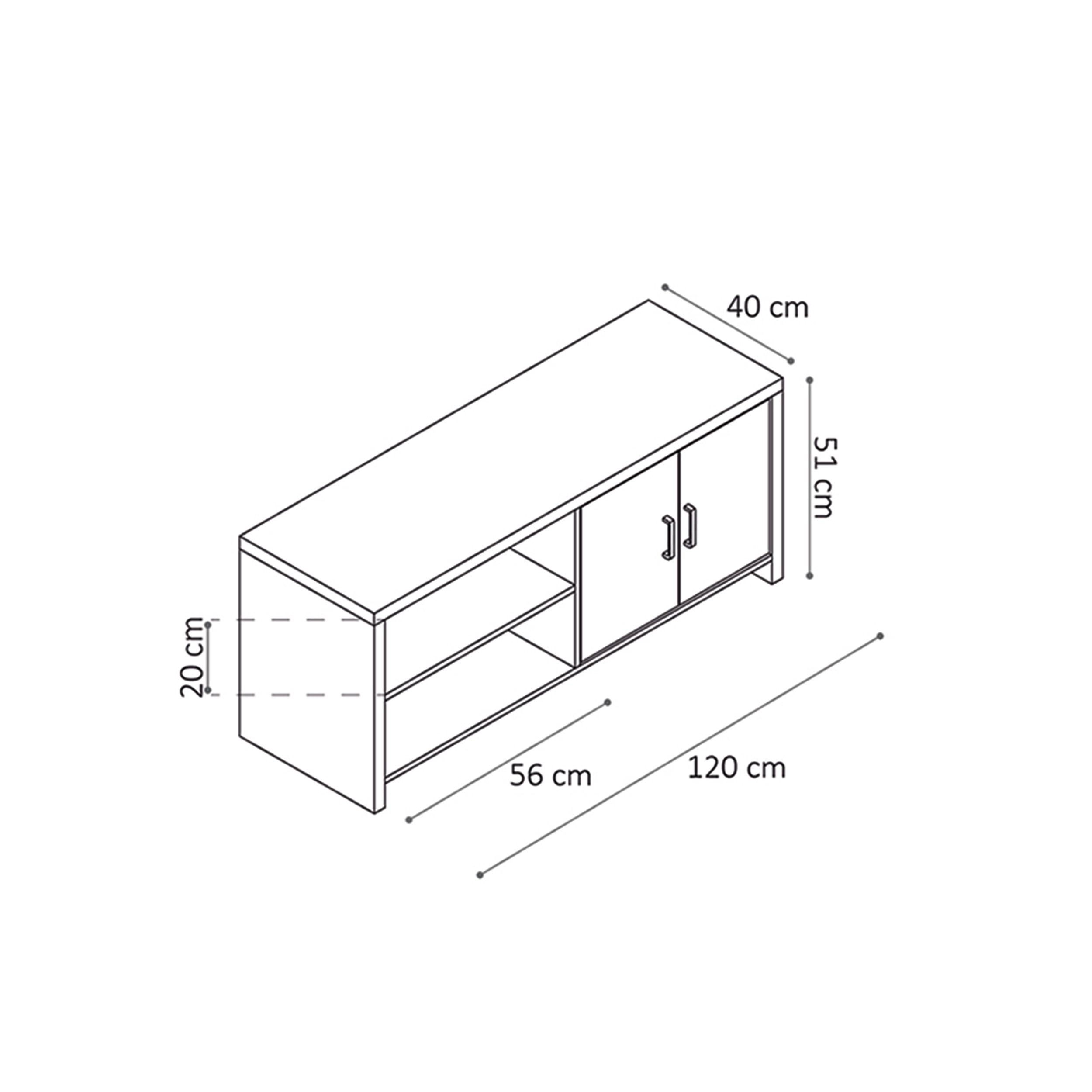 TV-meubel Abel Beton-Wit 120 cm