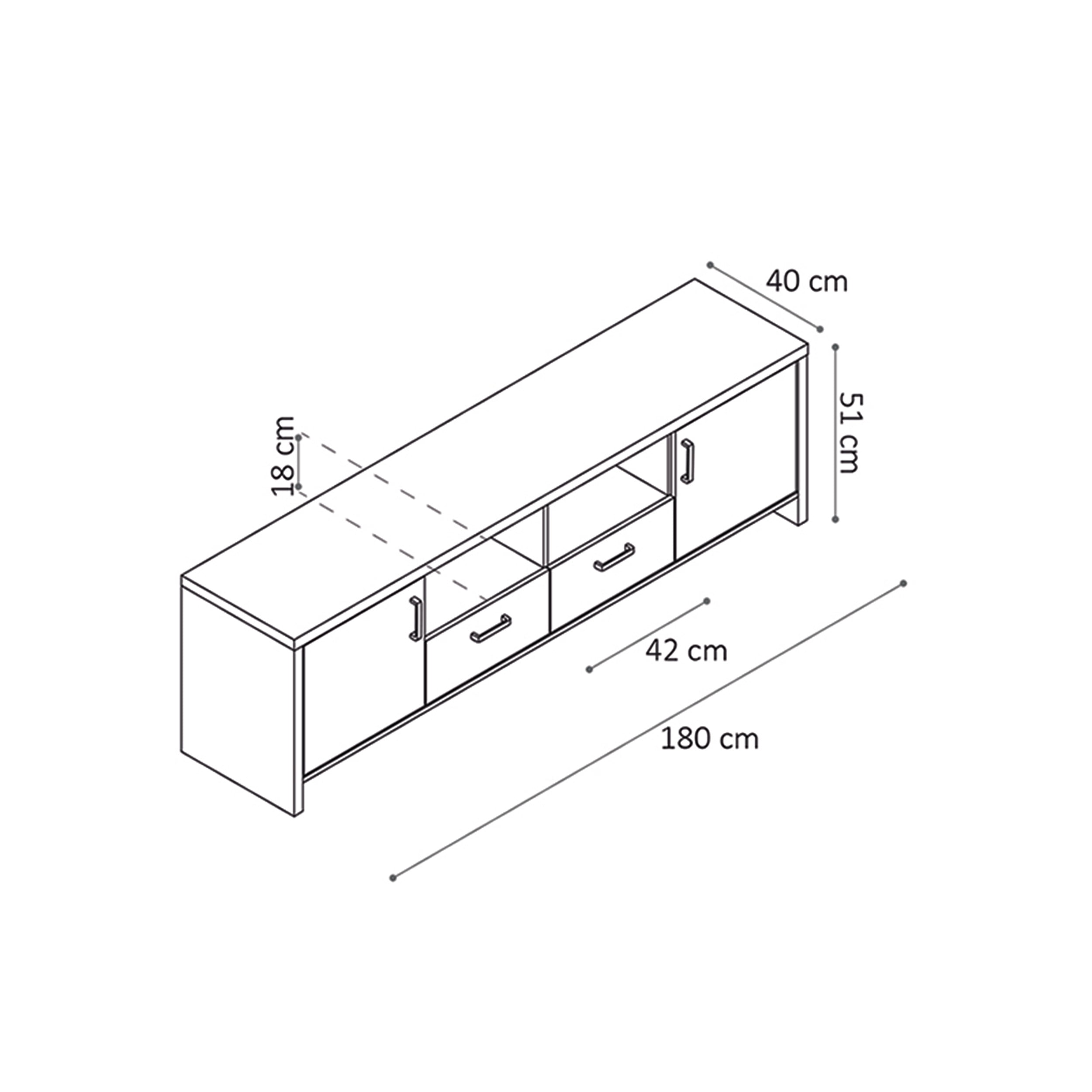 TV-meubel Abel Beton-Wit 2 180 cm