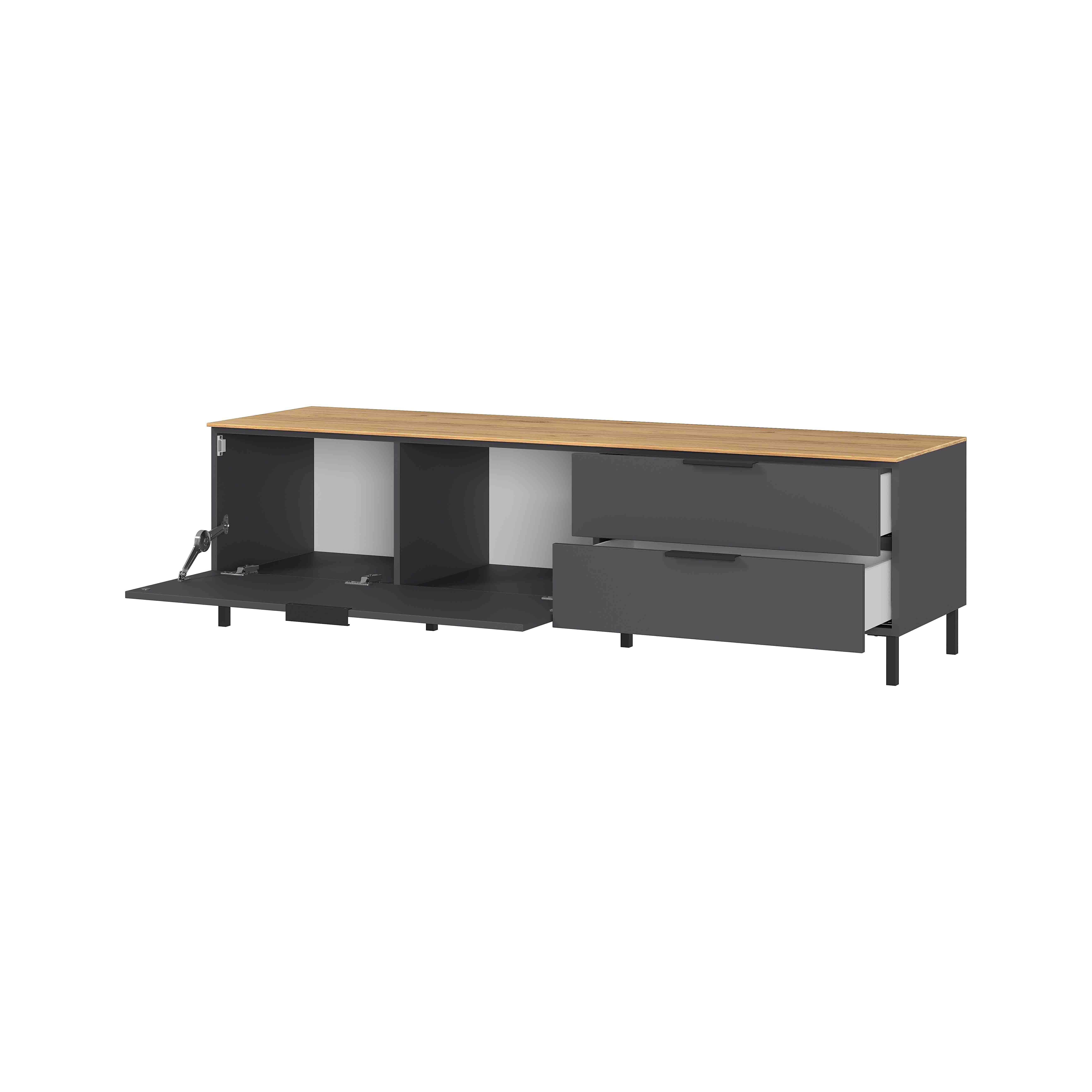 TV-meubel Amalfi Grafiet-Eiken S