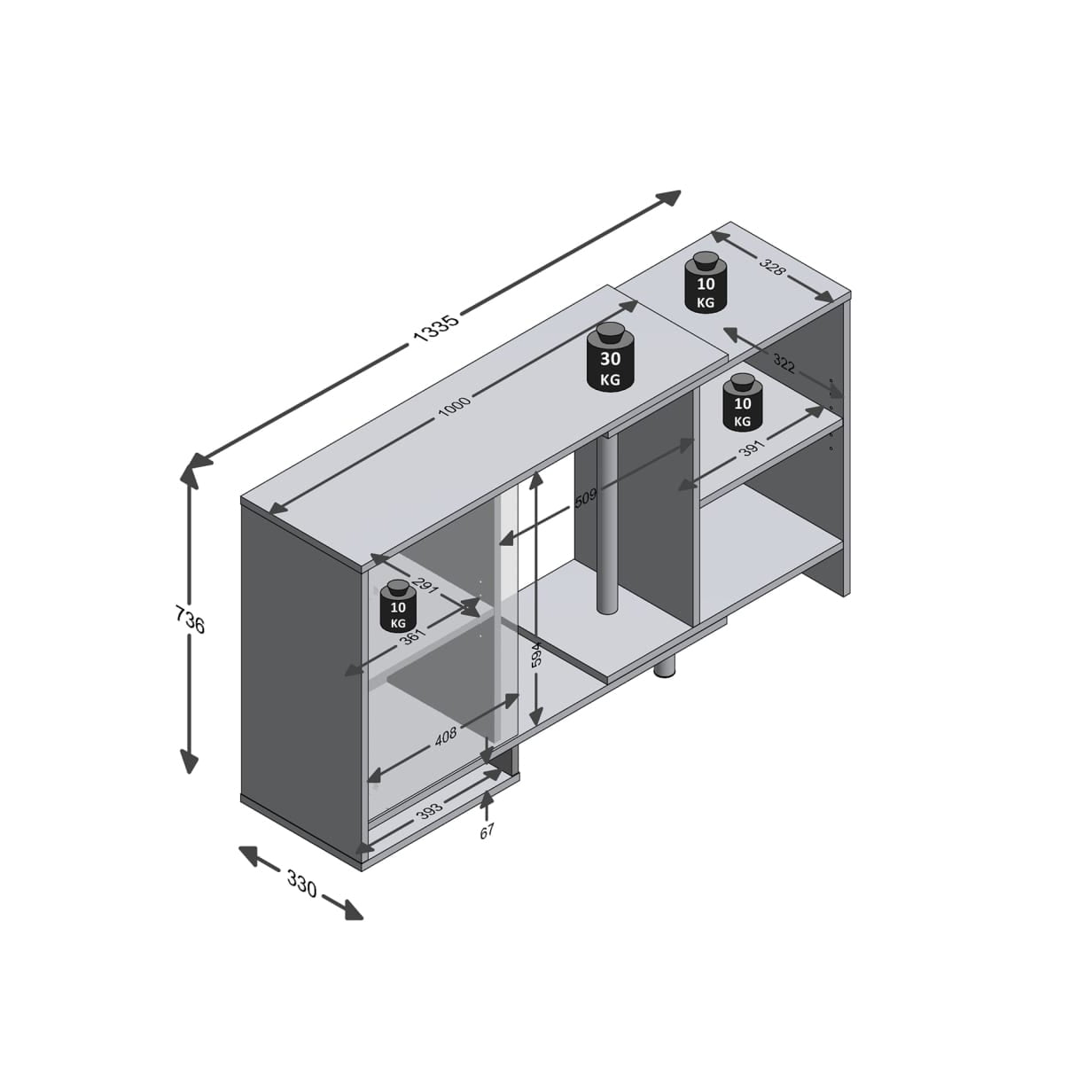 TV-meubel Bing 134 cm