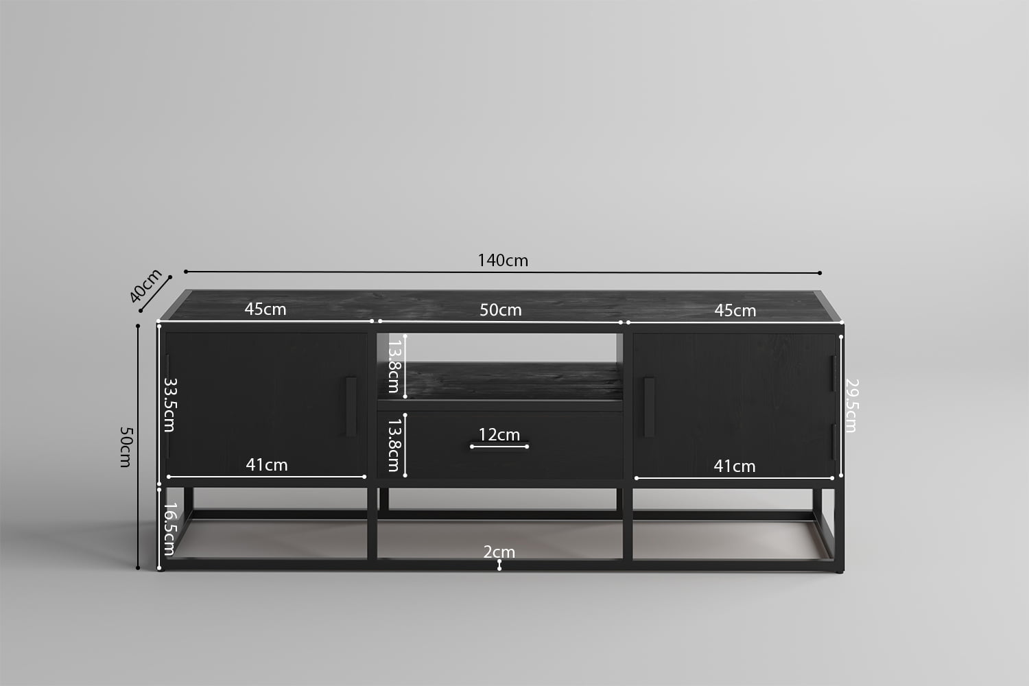 TV-meubel Otis Zwart 140 cm