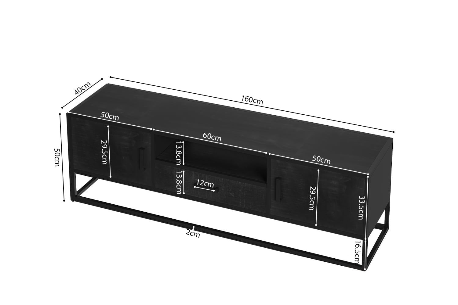 TV-meubel Otis Zwart 160 cm