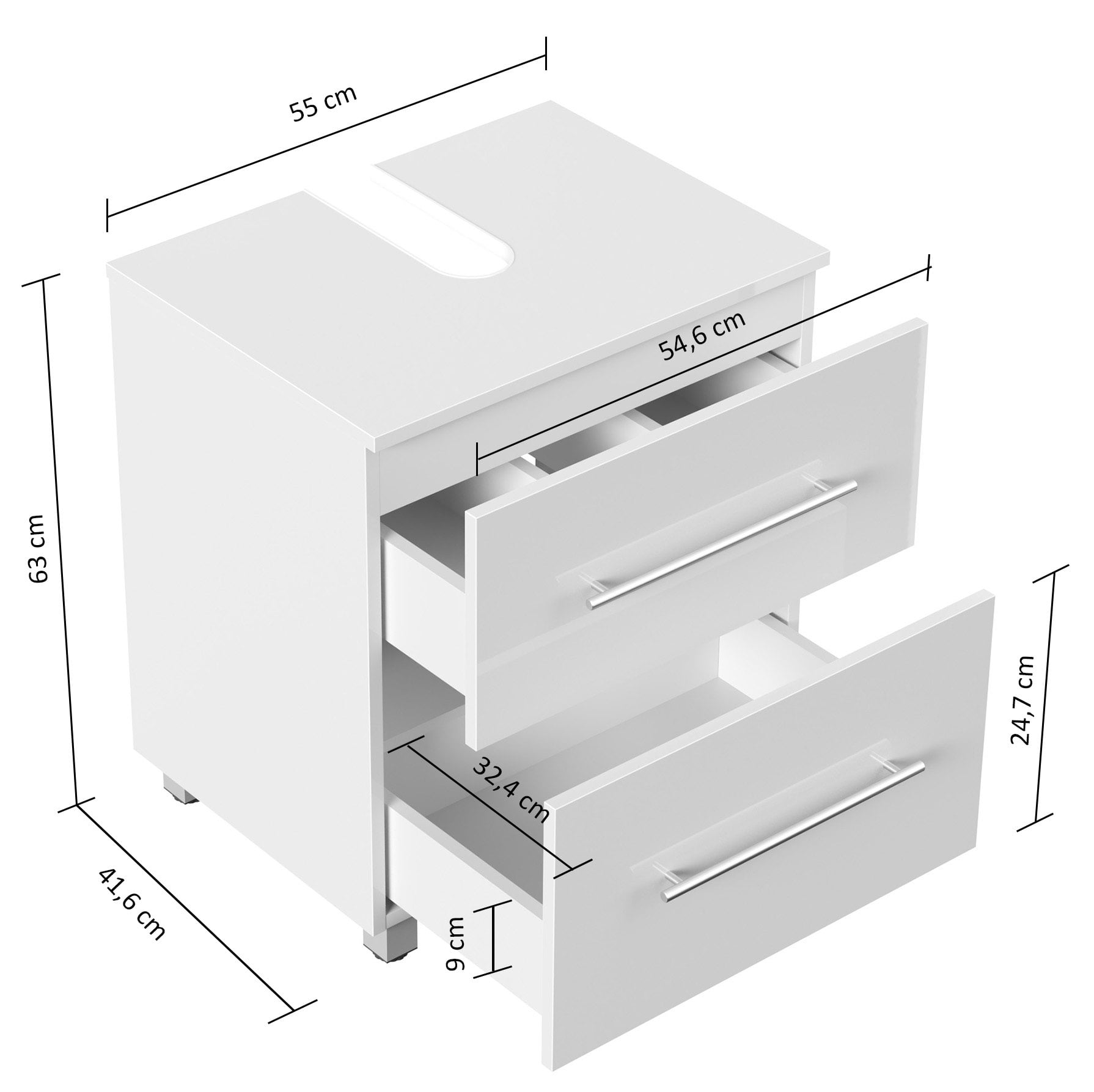 Wastafelkast Glasgow Eiken 55 cm