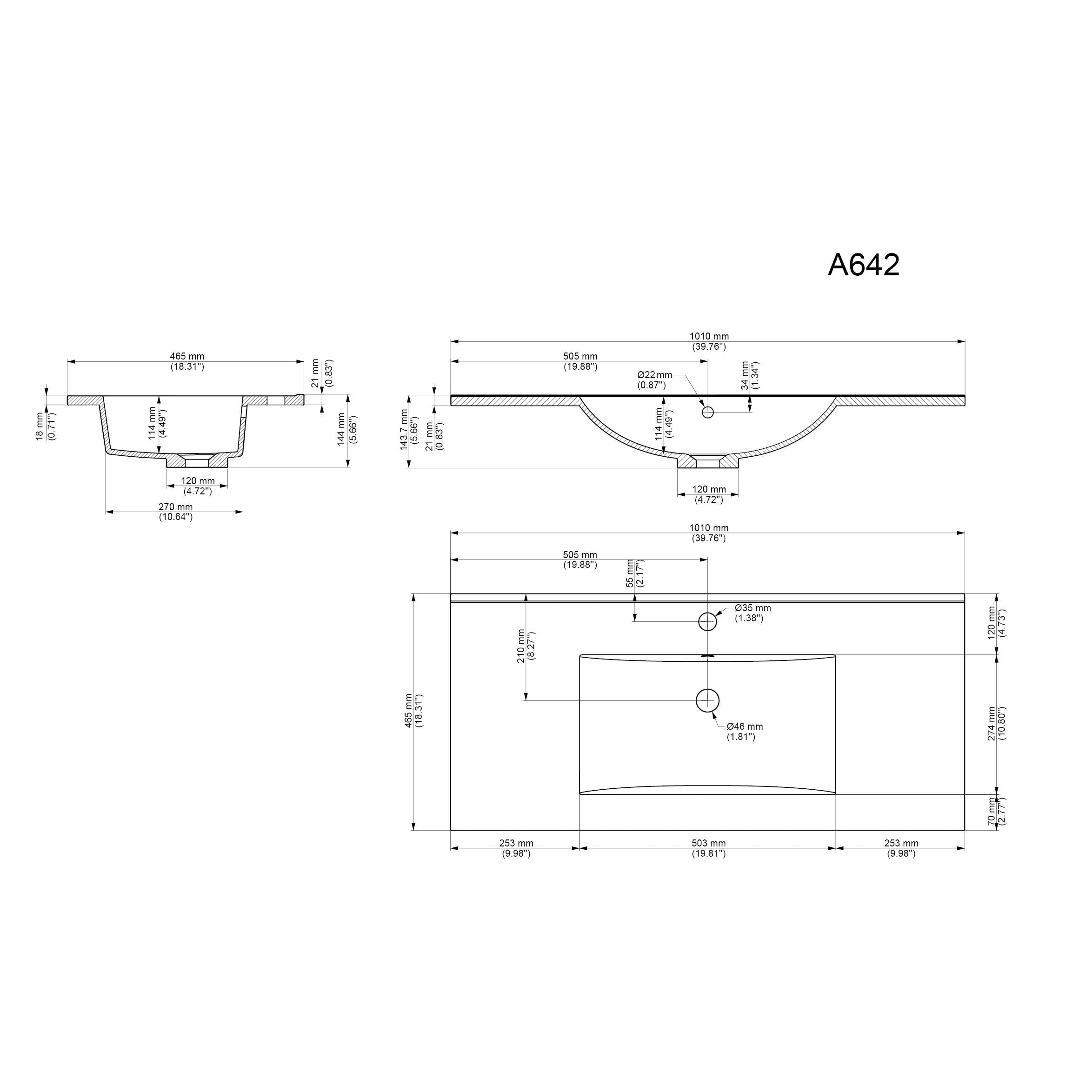 Wastafelkast Odin Eiken 100 cm